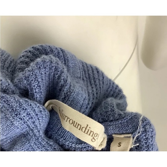 Soft Surroundings Sz S Knit Hoodie Blue Acrylic Wool Pullover Kangaroo Pocket - Picture 5 of 6